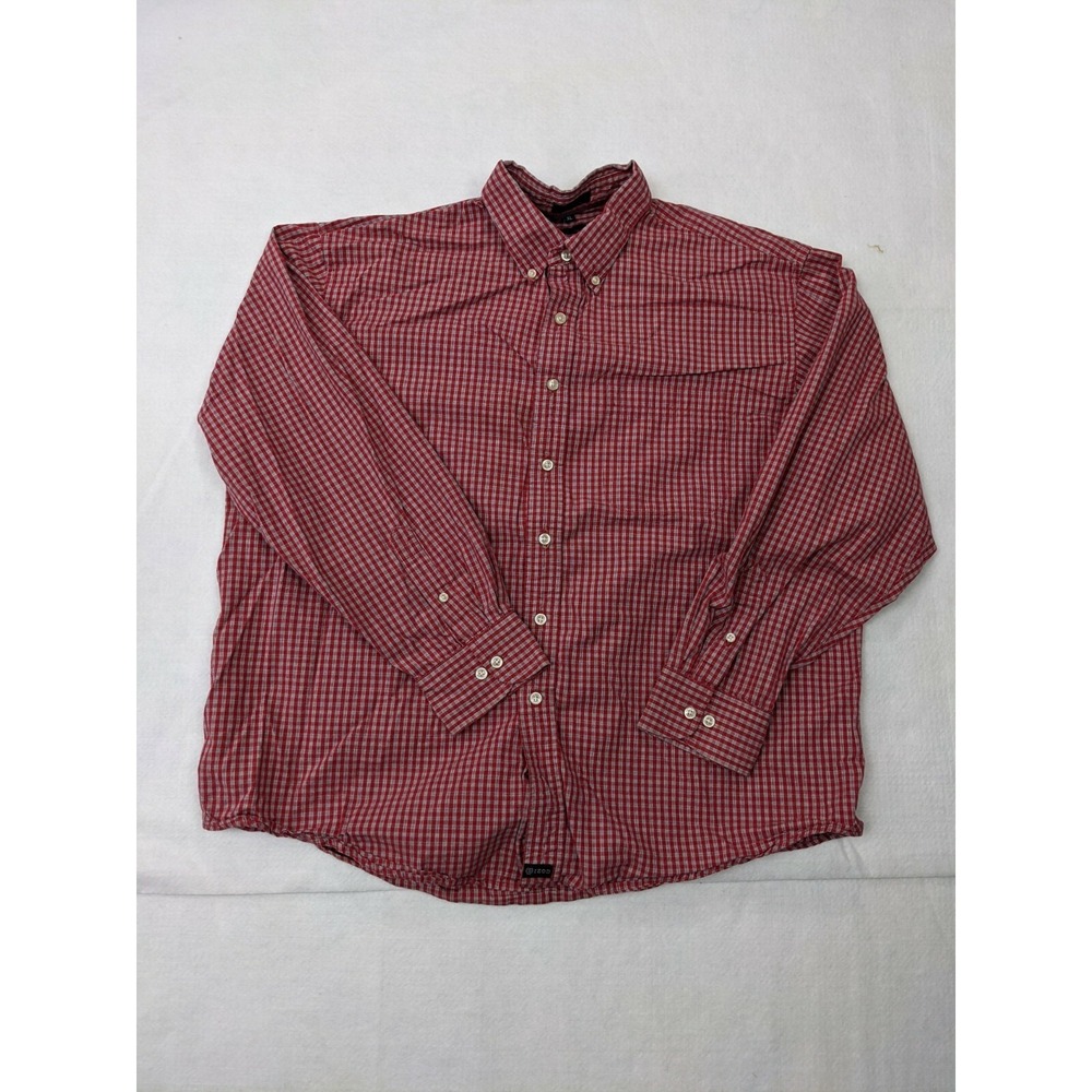 Izod Mens Shirt Sz XL Sueded Poplin Red Plaid